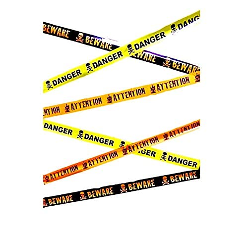 Needzo Halloween Tape Door Decorations, Decorative Caution Accessory That Reads Danger Beware Attention, 30 Ft