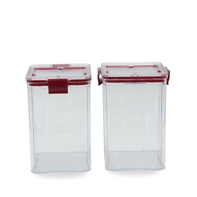 Airlock Clear Square Storage Container | Airtight & BpaFree Food Storage Box | Stackable, Durable & Transparent | Kitchen Pantr
