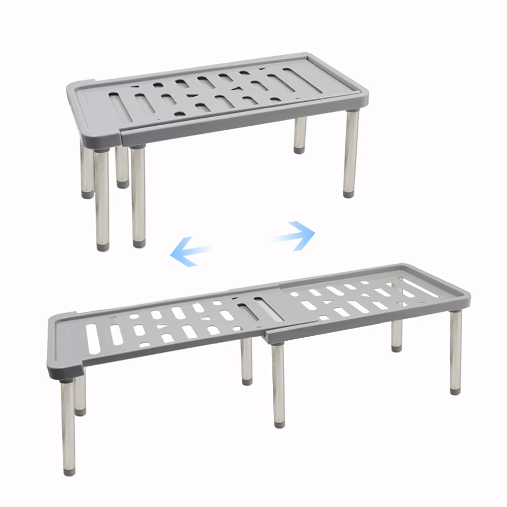 Expandable Cabinet Organizer Shelf, 13.8 x 6.9 x 5.9 in kitchen Cupboard Organizer, Free Standing Spice Rack, Retractable Storag