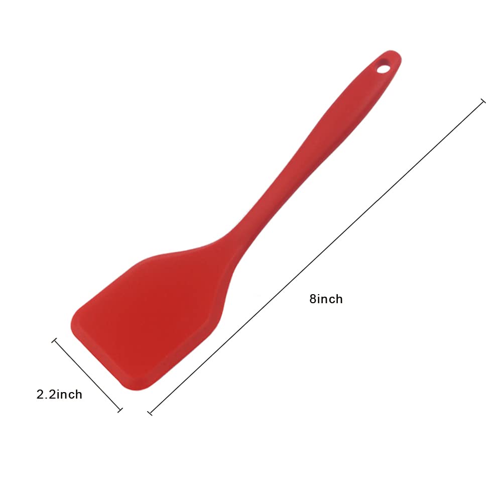 2 Pieces Mini Spatula Small Spatula Brownie Serving Set Flexible Nonstick Silicone Red Serve Slotted Spatula Turner For Cooking,