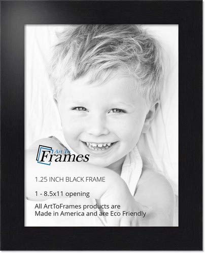 ArtToFrames 8.5x11 Inch Black Picture Frame, This 1.25 Custom Poster Frame is Black Steel Style, for Your Art or Photos - Comes 
