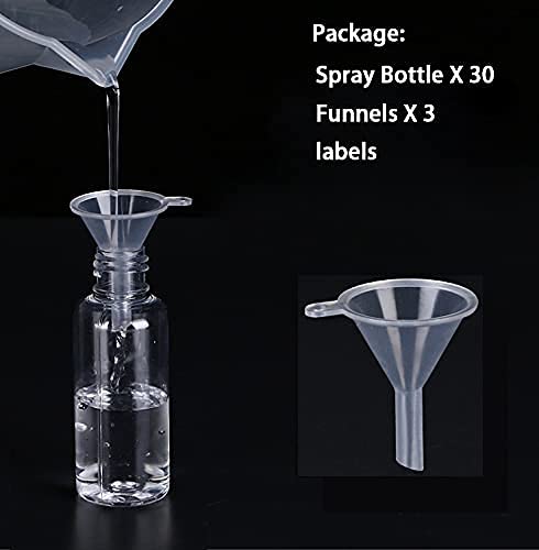 Spray Bottles  30 Pack 30ml 1oz Clear Empty Fine Mist Plastic Mini Travel Bottle Set  Small Refillable Liquid Containers