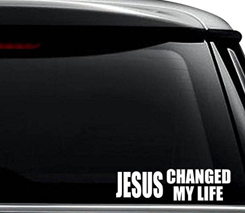 Jesus Changed My Life Christian Decal Sticker For Use On Laptop, Helmet, Car, Truck, Motorcycle, Windows, Bumper, Wall, And Deco