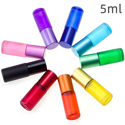 5Ml 8 Colour Frosted Glass Roll On Bottles,Empty Portable Essential Oil Glass Roller Bottle With Stainless Steel Roller Balls Pe