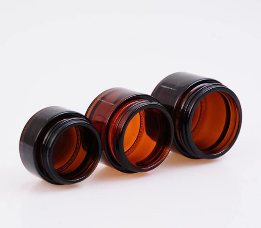 30Ml 1 Oz Amber Glass Jars Empty Refillable Make Up Cosmetic Storage Pot Travel Containers Bottles With White Inner Liners And B