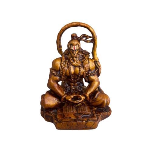 Ua Homes Hanuman Ji Murti Lord Bajrangbali Dhyan Mudra Meditation For Home Car Dashboard Decorative Showpiece -11 Cm (Resin, Gol