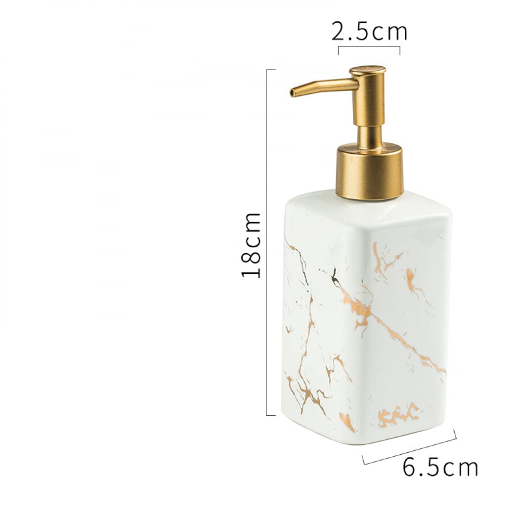 Poshops Soap Dispenser, Ceramic Marble Pattern Bathroom Accessories Hand Soap Dispensers Lotion Dispenser For Birthday Gift, Hou