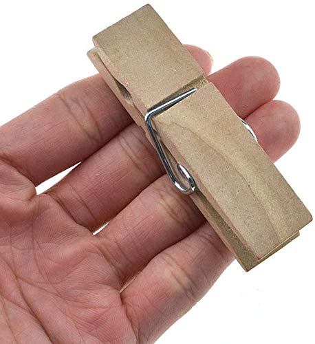 Hahiyo Wooden Clothes Pins Clothespins Extra Wide Do Not Fall Apart 2.83 Inches Length 28 Pack Sturdy Strong Springs No Rust No