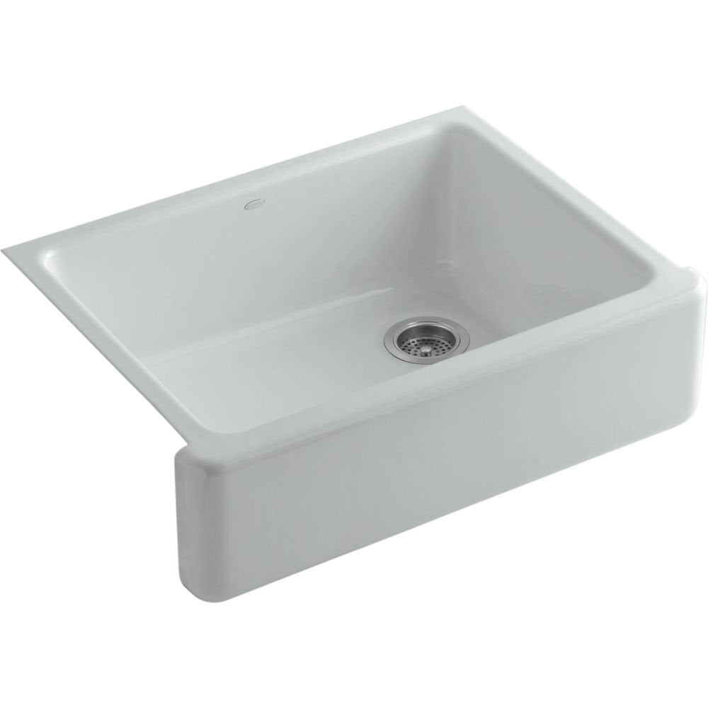 Kohler K-6487-95 Whitehaven Farmhouse Self-Trimming Apron Front Single Basin Kitchen Sink With Tall Apron, Ice Grey, 30 Inch