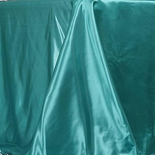 Balsacircle 90X132 Inch Turquoise Satin Rectangle Tablecloth Table Cover Linens Wedding Table Cloth Party Reception Events Kitch