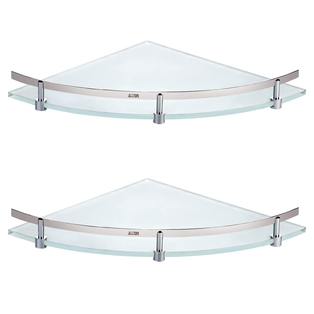 Alton Asp7305, Frosted Glass Corner Shelf For Bathroom/Kitchen Shelf/Bathroom Accessories/Bathroom Shelves (9 Inch, Pack Of 2)