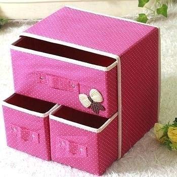 Prexomeshop 2 Layers 3 Drawers Foldable Storage Box Bra Underwear Socks Cosmetics Closet Organizer Collapsible Storage Drawers C