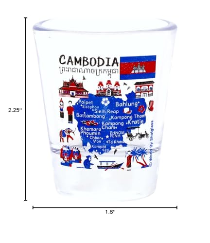 Cambodia Landmarks And Icons Collage Shot Glass