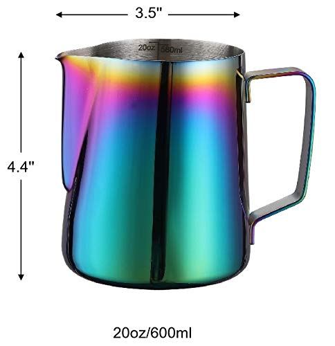 Joytata Milk Frothing Pitcher 20Oz Stainless Steel Cup Perfect For Latte Art,Espresso Maker,Cappuccino Maker-18/8 Stainless Stee