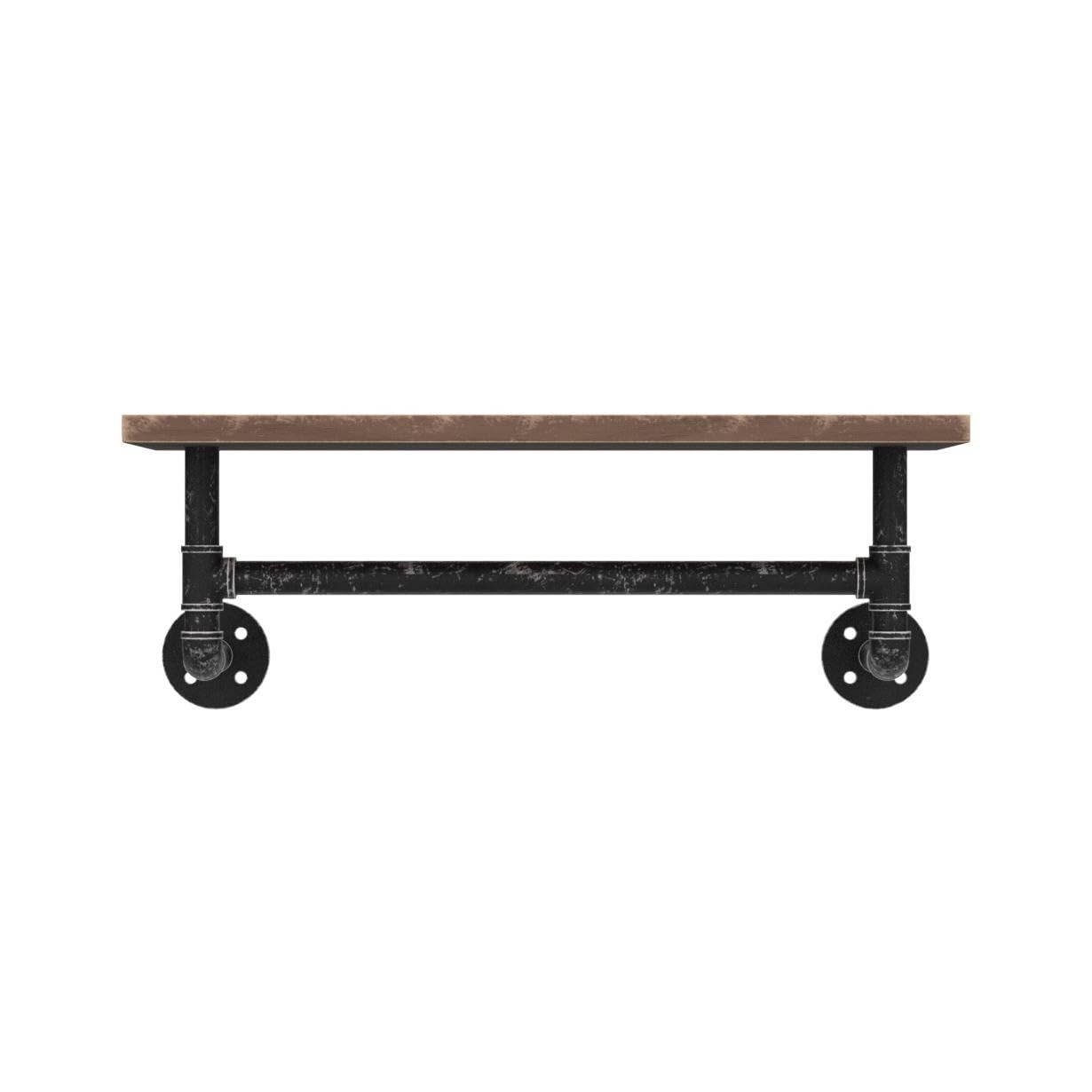 Industrial Pipe Shelf Bathroom Shelves Wall Mounted 19.6in Rustic Wood Shelf with Towel Bar 1 Tier Farmhouse Towel Rack Over Toilet Pipe Shelving Floating Shelves Towel Holder Retro Grey