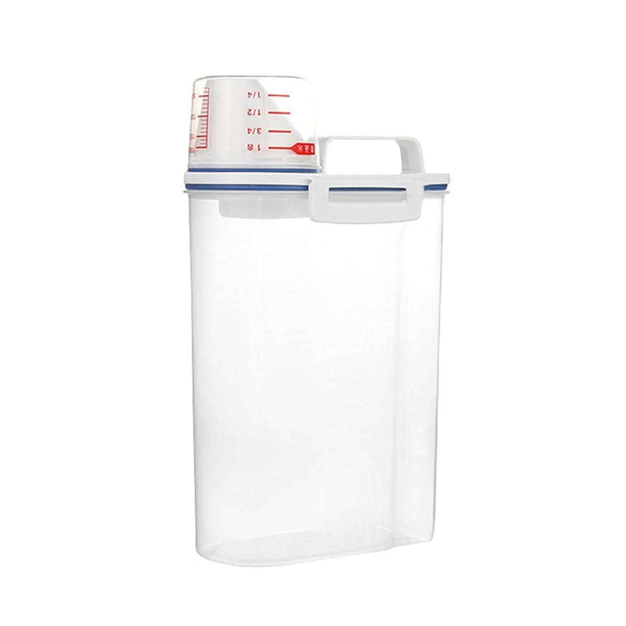Dmdent 1.5L Rice Storage Container With Measuring Cup | Airtight Transparent Food Storage Box For Kitchen | Sealed Grain, Cereal
