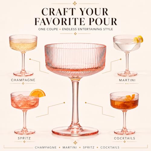 Madrid Acrylic Champagne Coupe Cocktail Glassware, Set of 6