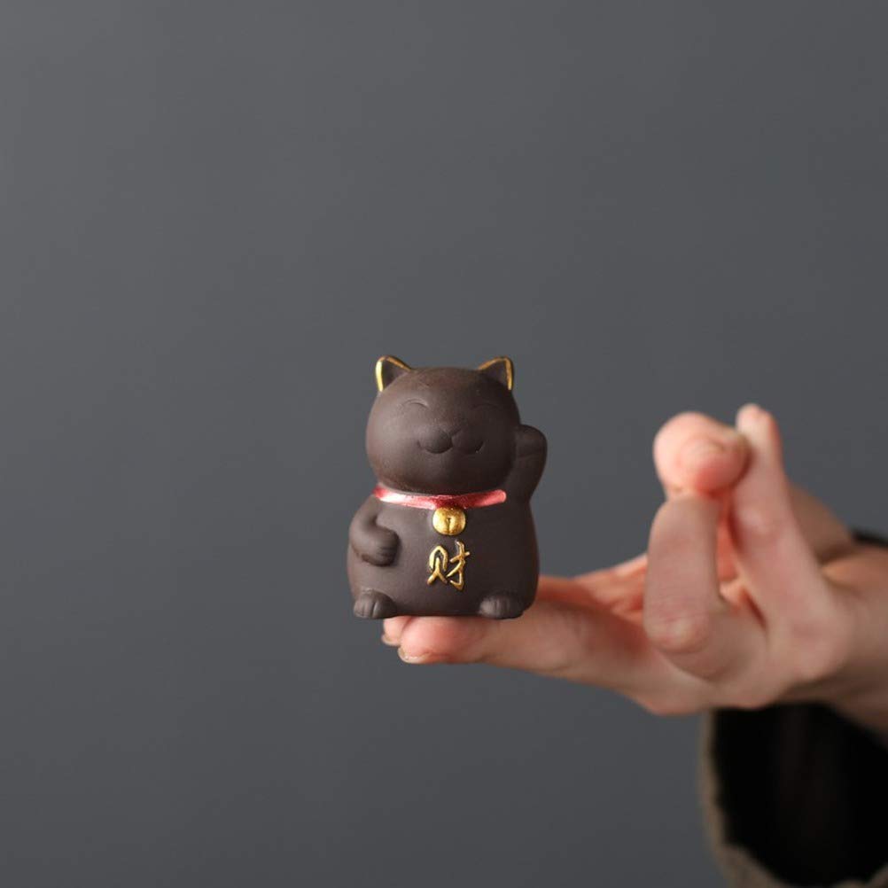 Sce Purple Clay Small Tea Pet For Tea Ceremony, Lucky Cat Figurine Ornament Tea Accessories Crafts For Home/Office/Tea Room Deco