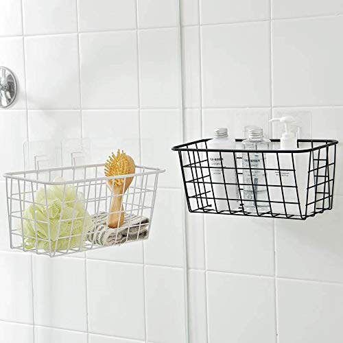 Lele No Drilling Wall Hanging Mounted Metal Wire Baskets With Free Wall Hooks, Kitchen Organization And Storage, Hanging Fruit,