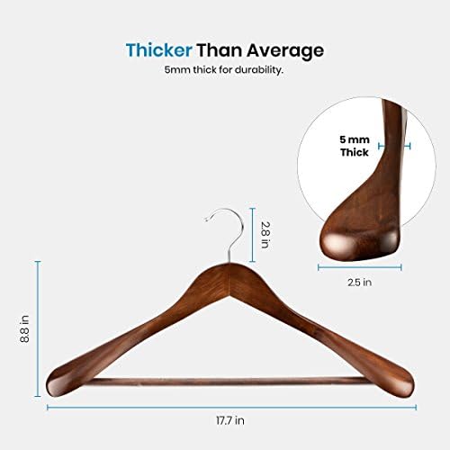 Premium Wooden Hangers- Durable Coat Hangers For Closet, Sweater Hangers Jacket Hangers And Suit Hangers- Wide Shoulder Non-Slip