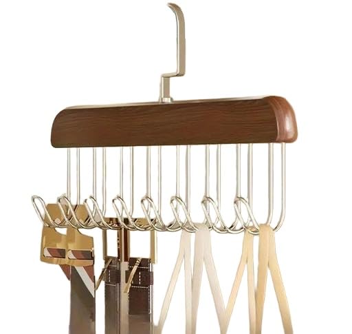 Barhary 8 Hanger Hooks Hangers For Clothes Hanging Scarf Bra Organiser Wooden Hangers For Wardrobe Multipurpose Cloth Hanger Bel