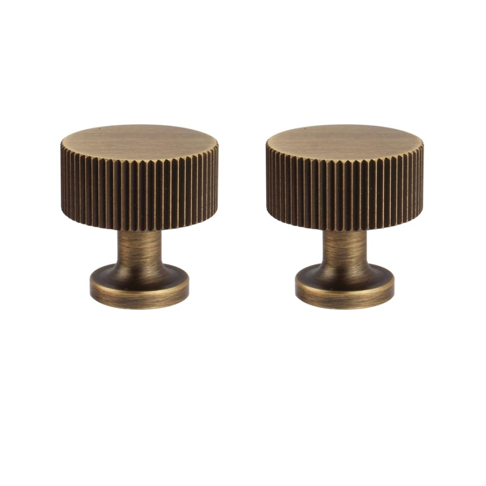 RZDEAL Antique Brass Solid Brass Cabinet Knobs Pulls Cabinet Drawer Dresser Vintage Knobs Traditional Handles(1x1/25mmx25mm), 2 Pack-New Condition