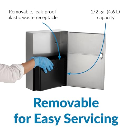 Bobrick 254 Classicseries Stainless Steel Surface-Mounted Sanitary Napkin Disposal, Satin Finish, 4-1/16'' Length, 15-1/8'' Heig
