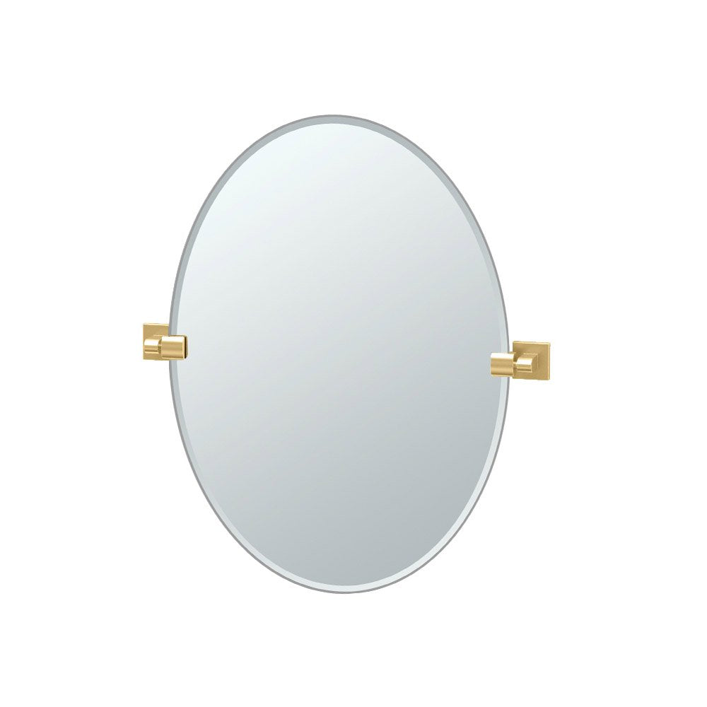 Gatco 4069 Elevate Oval Mirror Brushed Brass, 26.5 H X 24 W  Wall Mounted Pivoting (Tilting) Beveled Bathroom Vanity Mirror With