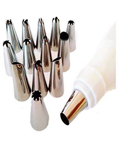 Vunexo 12 Piece Cake Decorating Set Frosting Icing Piping Bag Tips With Steel Nozzles 31 X 17.5 Cm,Silver