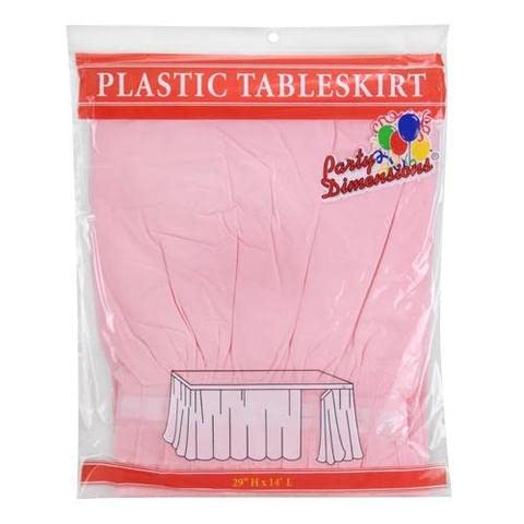 Party Dimensions Plastic Table Skirt, 29-Inches By 14-Feet - Light Pink - 1 Pack