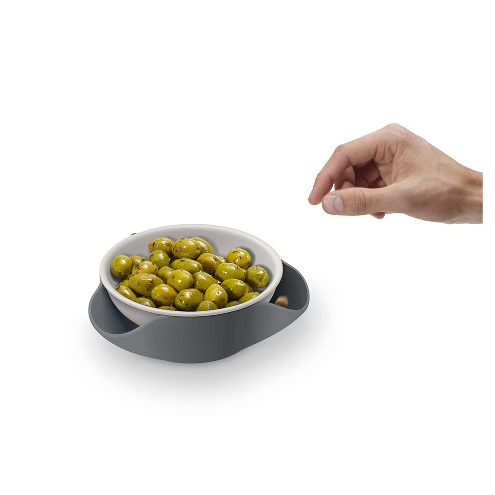 Joseph Joseph Double Dish Pistachio Bowl And Snack Serving Bowl, Gray With Food Waste Compartment Bpa-Free - Gray