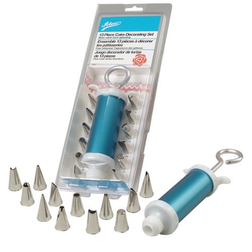 Ateco #556 13 Piece Cake Decorating Set, 12 Decorating Tips With Plunger Style Decorating Tool