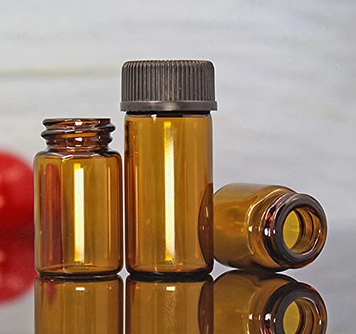 Afmnqz 50Pack Set 3Ml Amber Glass Bottle With Orifice Reducer And Cap Small Essential Oil Vials (3Ml)