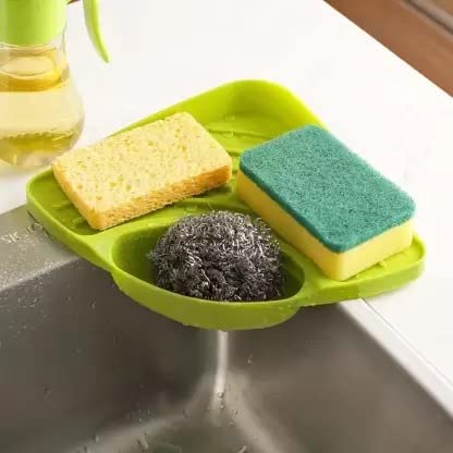 Glamaxy Plastic Kitchen Sink Sponge Holder Kitchen Decor, Triangle Sink Corner Shelf  Storage Rack Suction Cup Holder Sink Orga