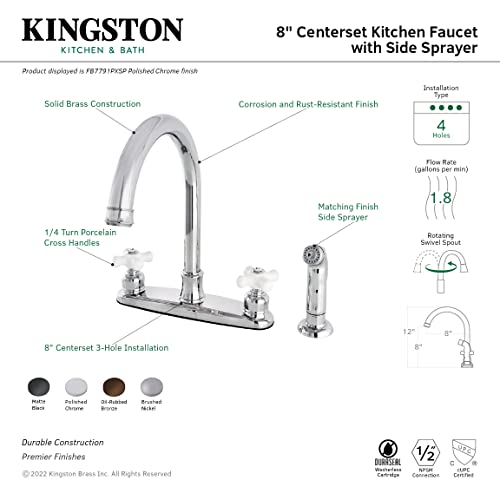 Kingston Brass FB7795PXSP Victorian 8-Inch Centerset Kitchen Faucet with Sprayer  Oil Rubbed Bronze