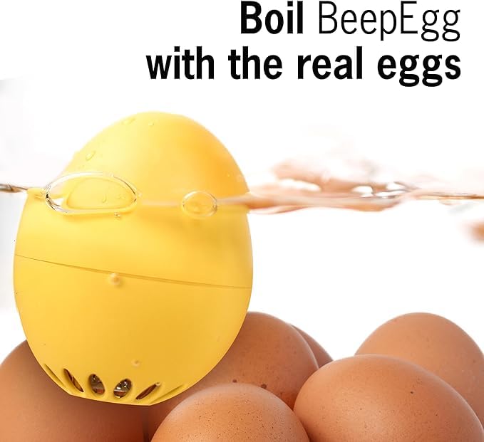 BeepEgg Basic Orange - Egg Timer for Boiling Eggs - Musical Egg Cooker for Soft  Medium  Hard Boiled Eggs - Food Safe - Singing Floating Egg Timer - Egg Cooker for 3 Levels of Doneness - Brainstream