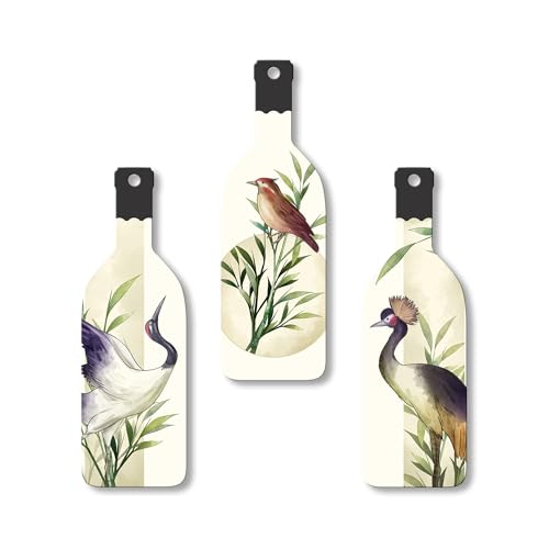 Artvibes Japanese Watercolor Art Of Birds Decor Bottle Shaped Wooden Wall Hanging | Living Room | Handcrafted Art | Wall Poster 