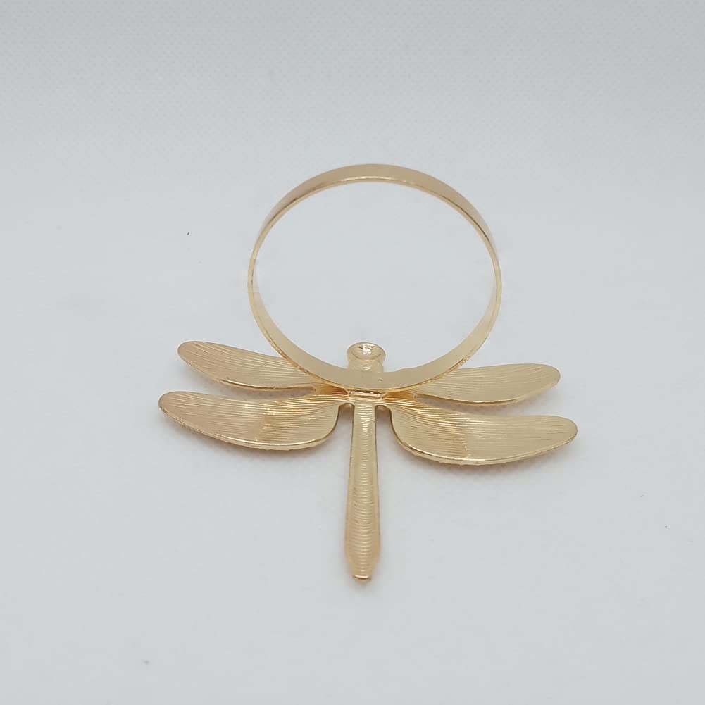 Cpellesse 6 Pcs Gold Napkin Ring Dragonfly Napkin Rings Holders Insect Napkin Rings Buckle For Thanksgiving,Christmas, Family Ga
