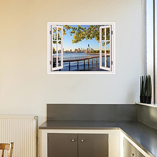 Design 3D Depth Illusion Vinyl Wall Decal Window Sticker My Deck Top View Size Size - 45 cm x 60 cm, Design 13