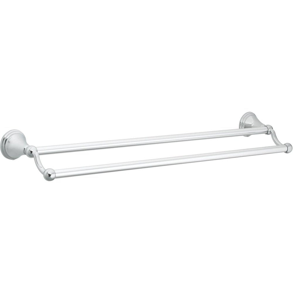 Moen Dn8422Ch Preston 24-Inch Bathroom Double Bar Towel Bar 5.38-Inches Deep, Chrome