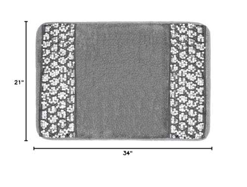 Zahari Home Sinatra Modern Bathroom Rug Classic Luxury Bath Rug Contemporary Decor Silver Bath Mat For Shower Unique Design Styl