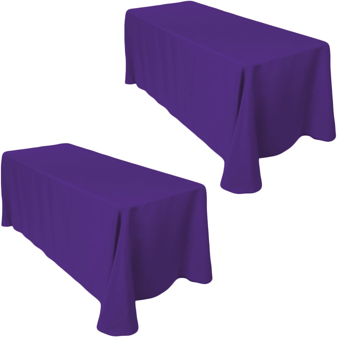 Ltc Linens 2-Pack Rectangular Tablecloths 90 In X 132 In With Rounded Corners - Purple Table Cloths For 6 Ft Rectangle Tables Fl