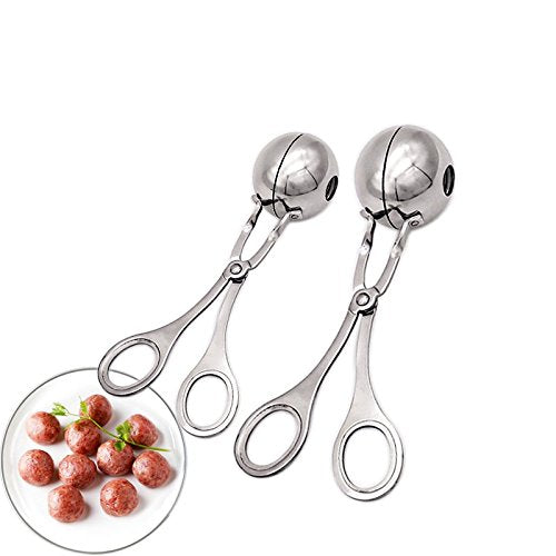 2 PCS None-Stick Meat Ballers  Stainless Steel Meat Baller Tongs  Cake Pop Meatball Maker Ice Tongs  Cookie Dough Scoop for Kitchen. (1.38'' and 1.78'')