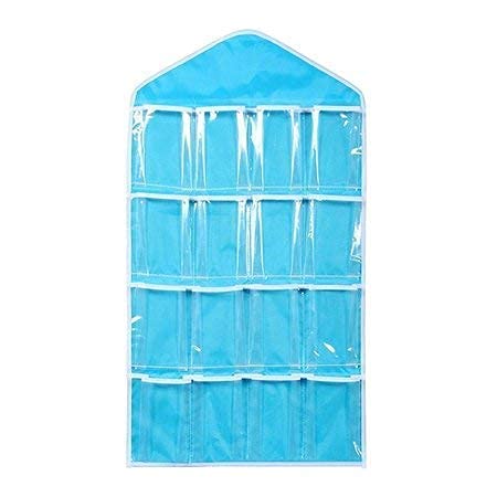 Kazenzo 16 Pocket Hanging Closet Organizer Jewelry And Accessories Organizer, Bra Underwear Socks Ties Hanging Organizer,Shower 