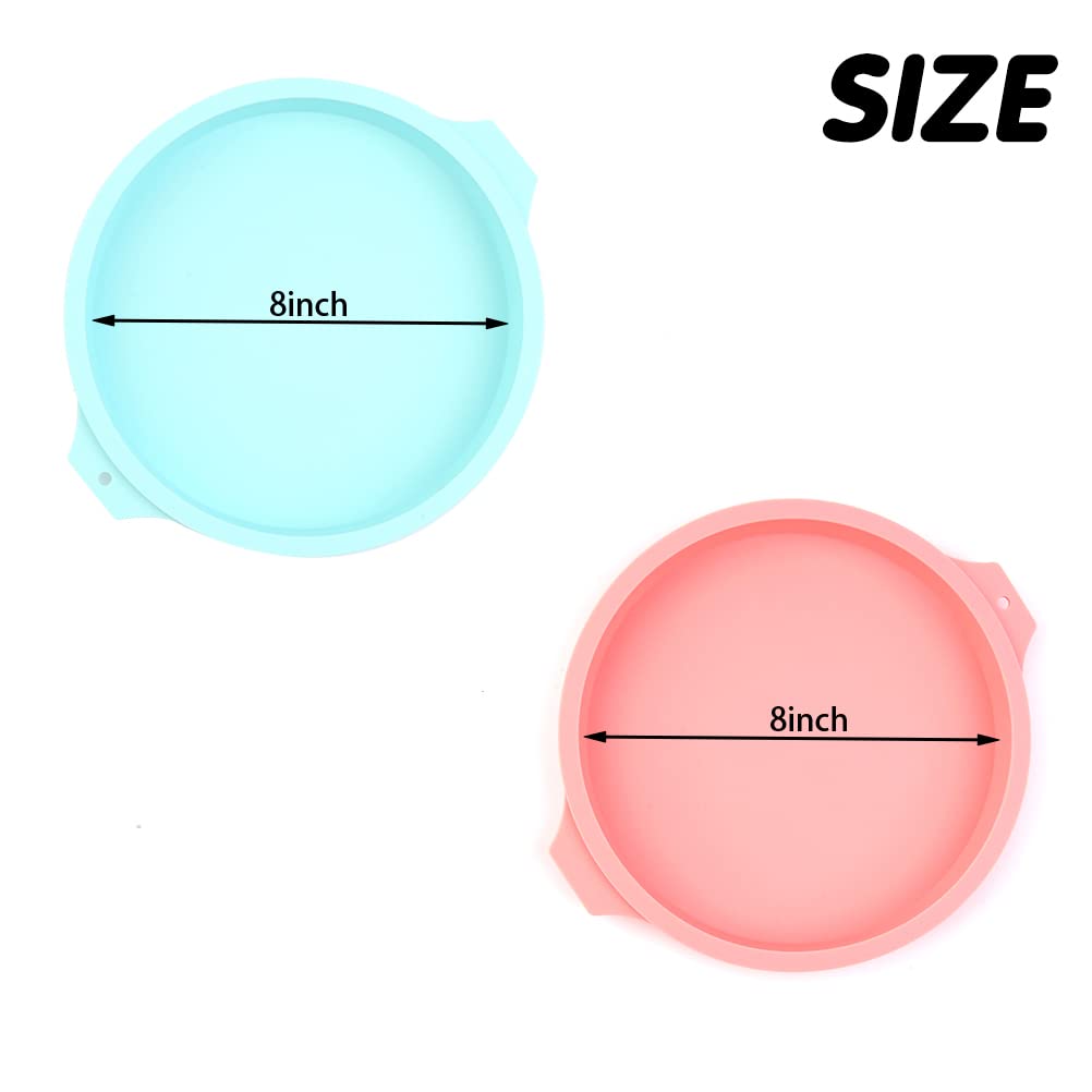 Timeset 4 Pcs Layer Cake Pan Set, 8 Inch Silicone Round Cake Mold Rainbow Non-Stick Baking Tins For Jumbo Whoopie Pie Cake Veget
