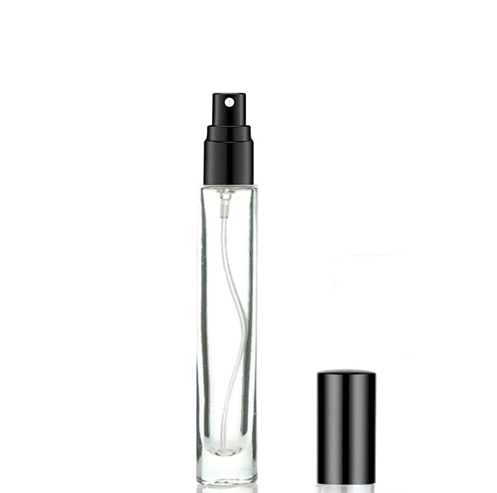 Elfenstall - 5Pcs 10Ml 1/3Oz Black Silver Metal Spray Bottle Refill Perfume Hydrating Fragrance Fine Mist Atomizer Cosmetic Cont
