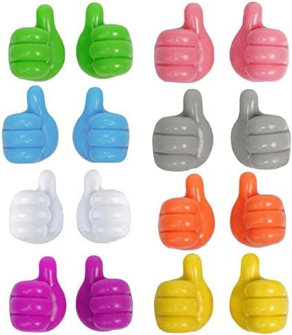Home Stuffs (12 Pieces Silicone Wall Hook Creative Thumbs Up Shape Wall Hook, Multifunctional Thumb Hook Holder Cable Clip Organ