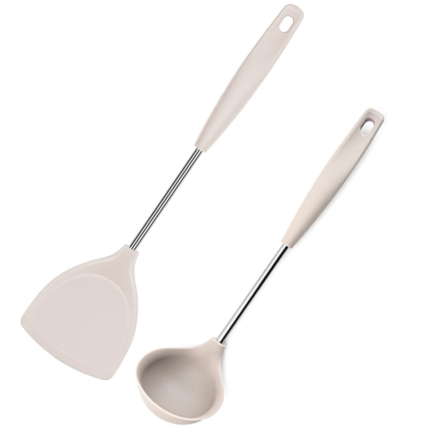 Besillia Spatula And Ladle, Soup Ladle, Non Stick Spatula Set, Stainless Steel Spatula, Paratha Spatula, Silicone Spoon For Cook