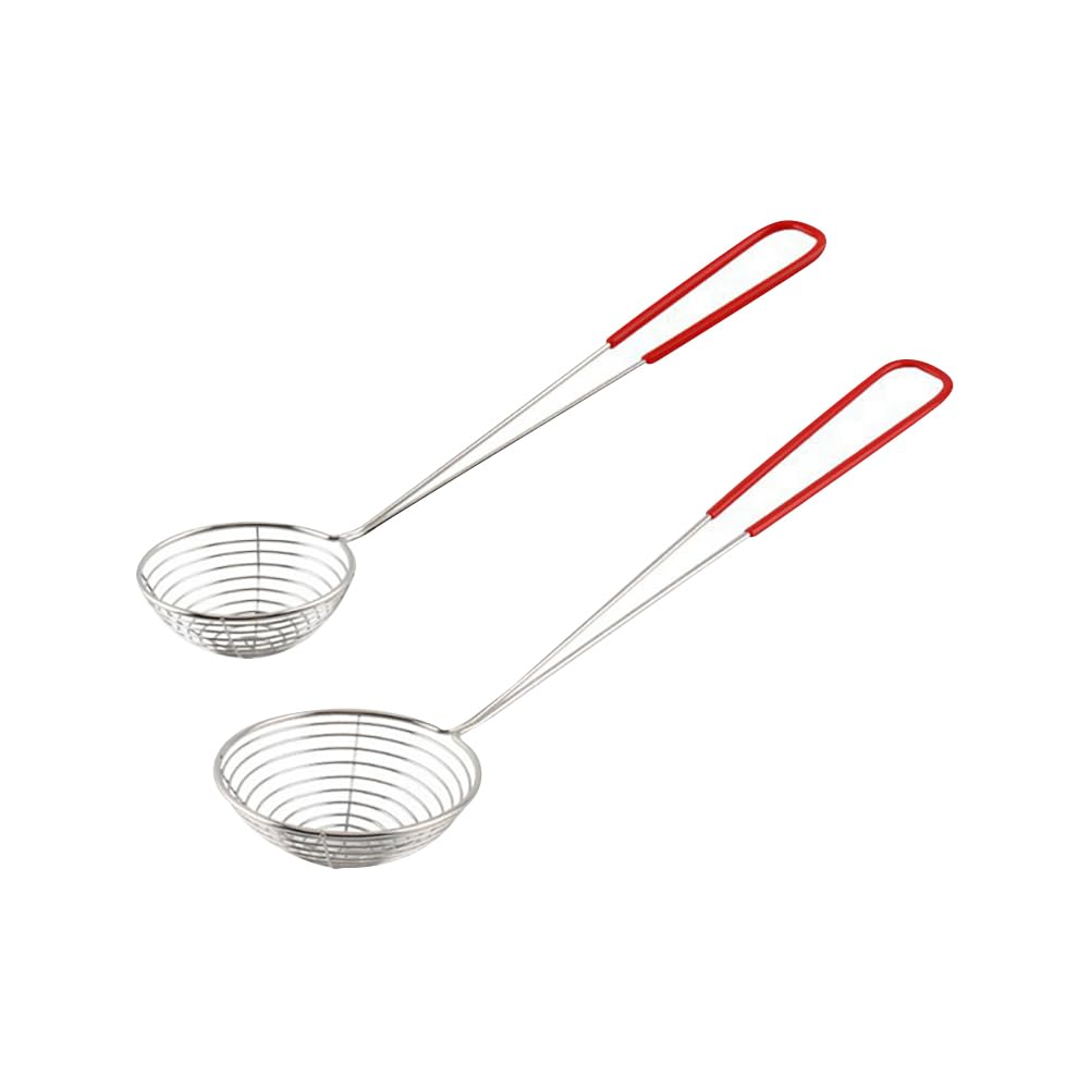 UUYYEO 2 Pcs Stainless Steel Strainer Spoons Ladle Hot Pot Strainer Scoops Wire Strainers for Cooking Skimmers Small Frying Spoo