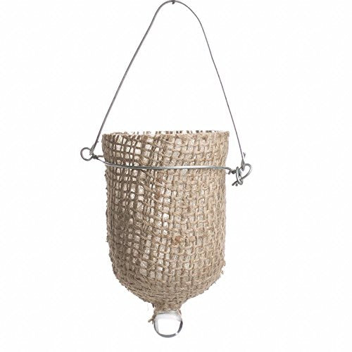 6 Hanging Natural Burlap Covered Glass Candle Holders